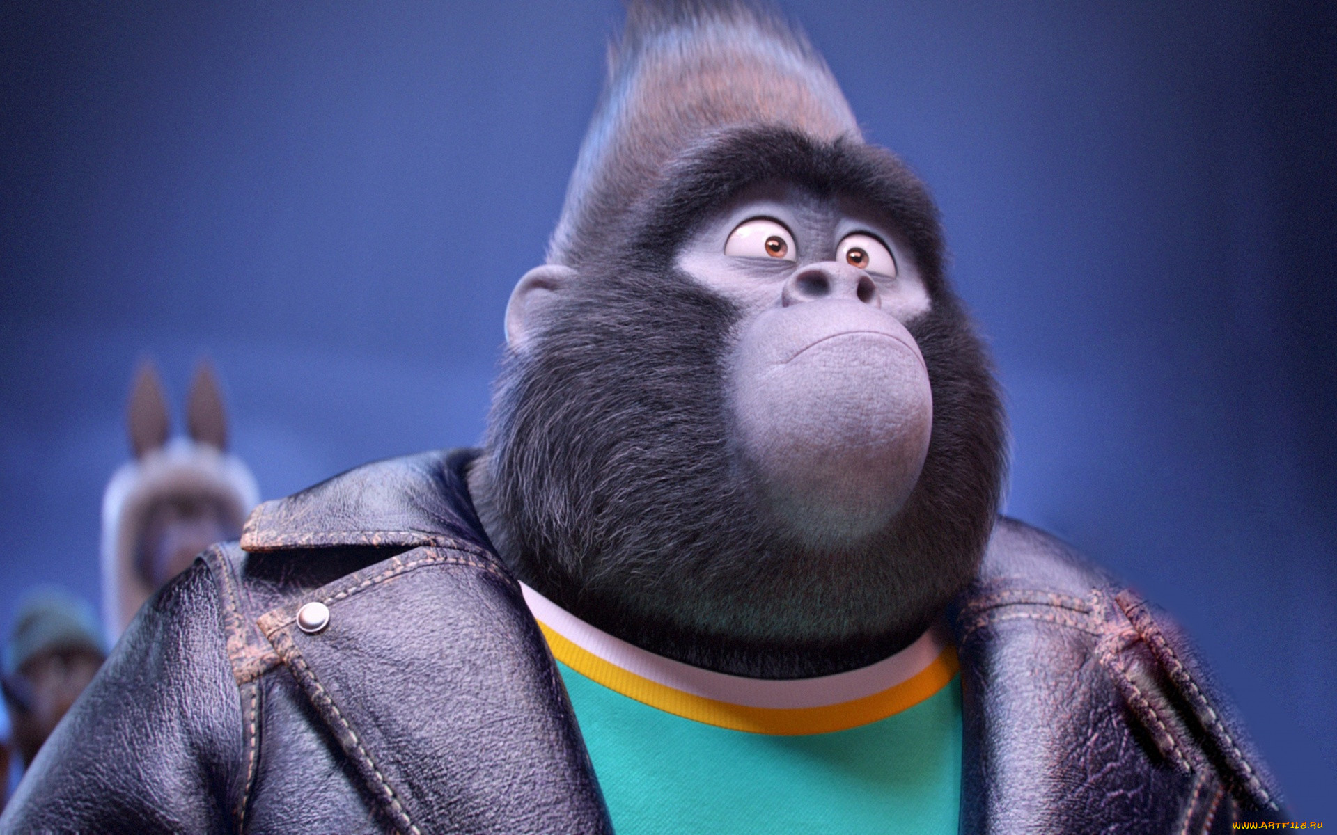 , sing, official, wallpaper, taron, egerton, animal, mountain, gorilla, johnny, film, universal, pictures, eyes, illumination, entertainment